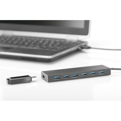 HUB/Koncentrator 7-portowy USB 3.0 SuperSpeed, aktywny, aluminium-745094