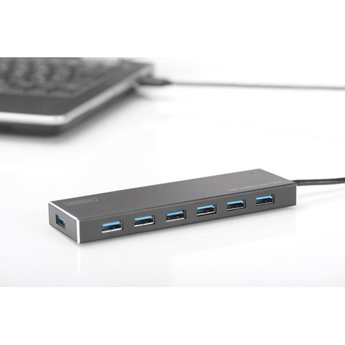 HUB/Koncentrator 7-portowy USB 3.0 SuperSpeed, aktywny, aluminium-745095