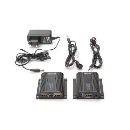 Przedłużacz/Extender HDMI do 50m po skrętce Cat.6/7 UTP, 1080p 60Hz FHD, HDCP 1.2, IR, audio (zestaw)-747602