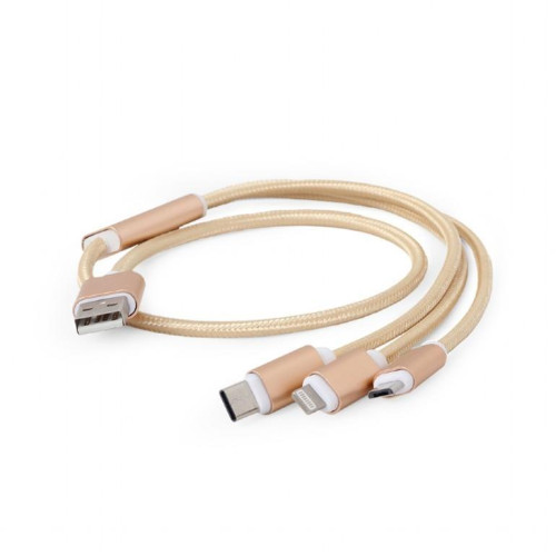 Kabel USB 3w1 do ładowania/1m/złoty -749753
