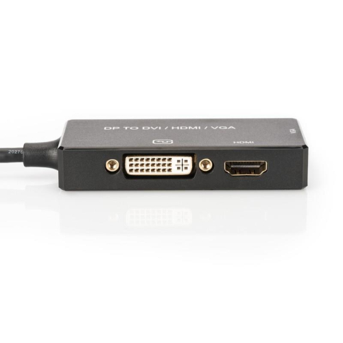 Kabel adapter Displayport 4K 30Hz/1080p 60Hz Typ DP/HDMI(UHD)+DVI-I+VGA (FHD) M/Ż czarny 0,20m-751332