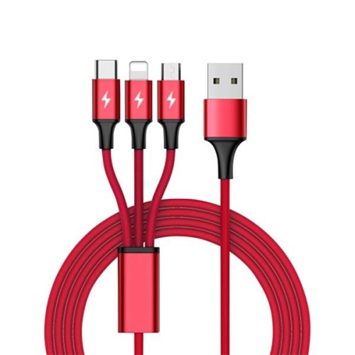 Kabel ładujący 3-in-1 USB - USB-C/microUSB/Lightning, 1,2m; C4049RD-754307
