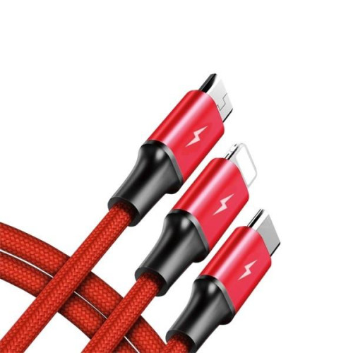 Kabel ładujący 3-in-1 USB - USB-C/microUSB/Lightning, 1,2m; C4049RD-754308