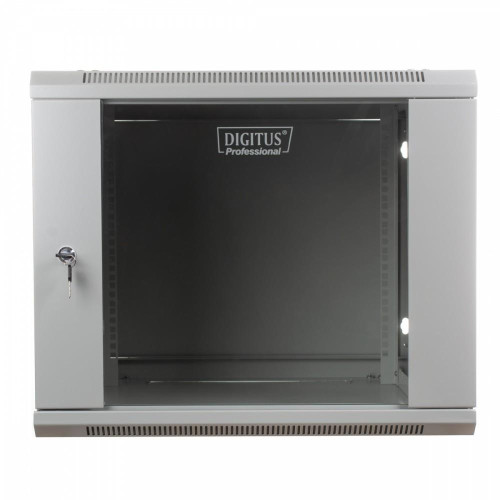 Szafa sieciowa wisząca 19 cali 9U rack 600x600, drzwi szyba, niedzielona, niezłożona, Szara-764619