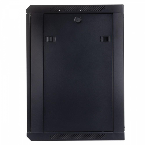 Szafa wisząca jednosekcyjna 19 12U 635/600/450mm, drzwi szklane, czarna (RAL 9004)-764635