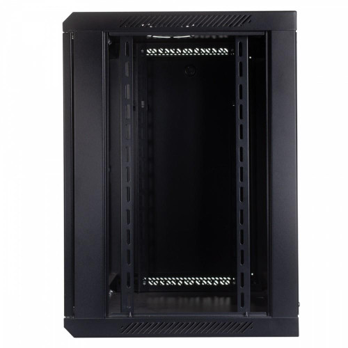 Szafa wisząca jednosekcyjna 19 12U 635/600/450mm, drzwi szklane, czarna (RAL 9004)-764636
