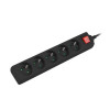 Listwa zasilająca 3m, czarna, 5 gniazd, z wyłącznikiem, kabel wykonany z pełnej miedzi -767096