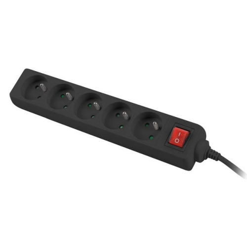 Listwa zasilająca 1,5m, czarna, 5 gniazd, z wyłącznikiem, kabel wykonany z pełnej miedzi-7812081
