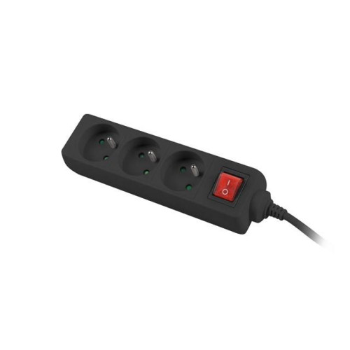 Listwa zasilająca 3m, czarna, 3 gniazda, z wyłącznikiem, kabel wykonany z pełnej miedzi-7812089