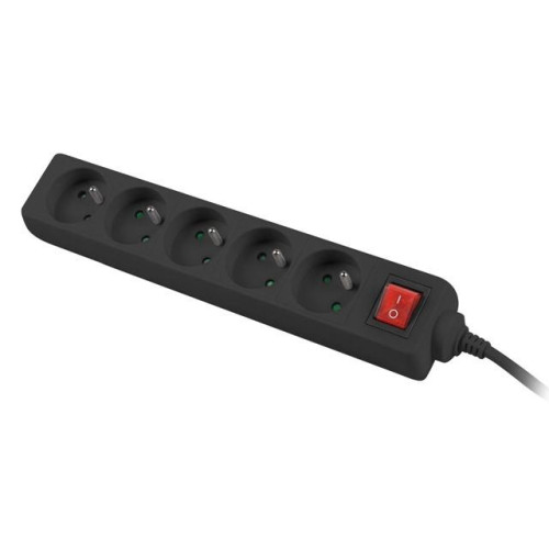 Listwa zasilająca 3m, czarna, 5 gniazd, z wyłącznikiem, kabel wykonany z pełnej miedzi-7812097