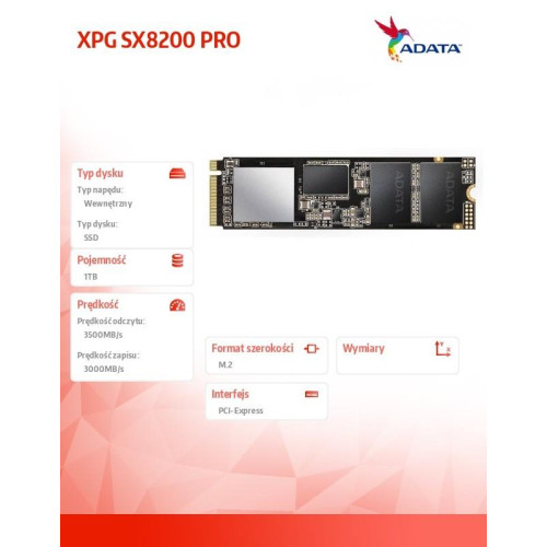 Dysk XPG SX8200 PRO 1TB PCIe 3x4 3.5/3 GB/s M.2-773685