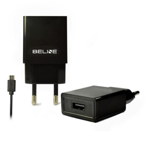 Ładowarka sieciowa USB + microUSB 1A czarna-775831
