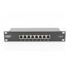 Patch panel 10 cali 8-portów RJ-45 Kat.6 ekranowany 1U kompletny LSA, wspornik kablowy, Czarny-780468