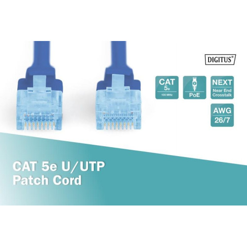 Patch cord kat.5e UTP, CU, AWG 26/7 0,5m Niebieski-7804102