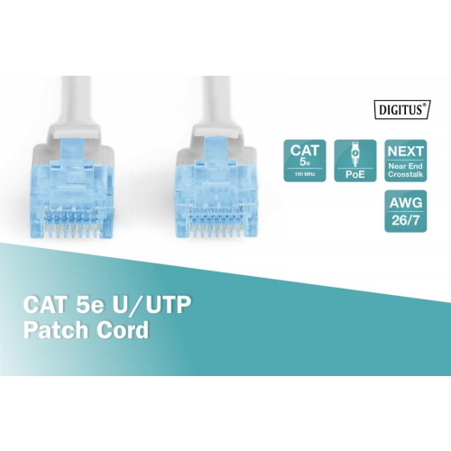Patch cord kat.5e UTP, CU, AWG 26/7 3m Szary-7804192