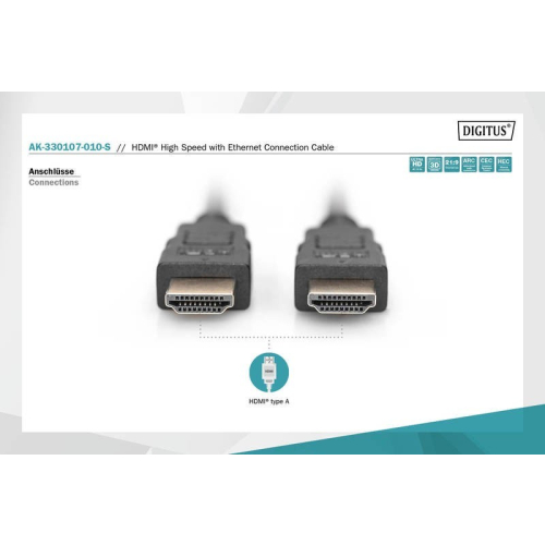 Kabel połączeniowy HDMI HighSpeed z Ethernetem 4K 60Hz UHD Typ HDMI A/HDMI A M/M 1m czarny-7804436