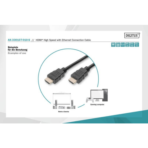 Kabel połączeniowy HDMI HighSpeed z Ethernetem 4K 60Hz UHD Typ HDMI A/HDMI A M/M 1m czarny-7804438
