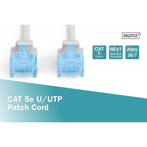 Patch cord U/UTP kat.5e PVC 0,25m szary -7804823