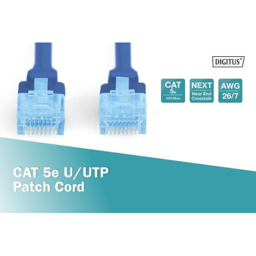Patch cord U/UTP kat.5e PVC 0,5m niebieski -7804838
