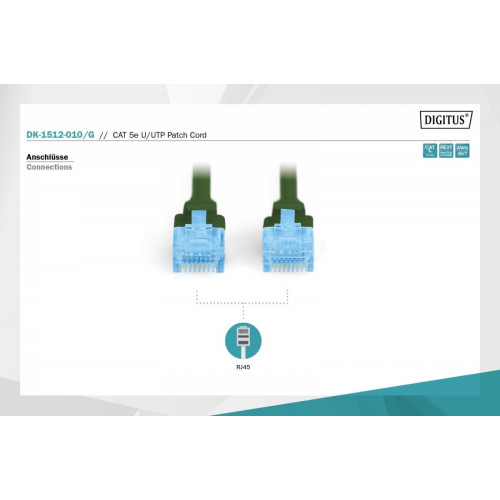 Patch cord U/UTP kat.5e PVC 1m zielony-7804881