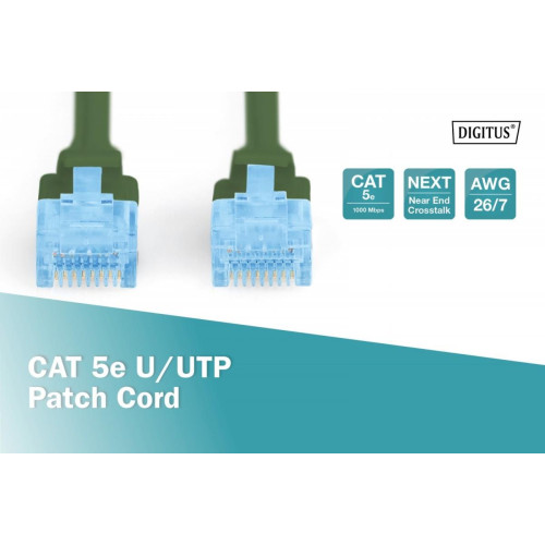 Patch cord U/UTP kat.5e PVC 3m zielony -7804949