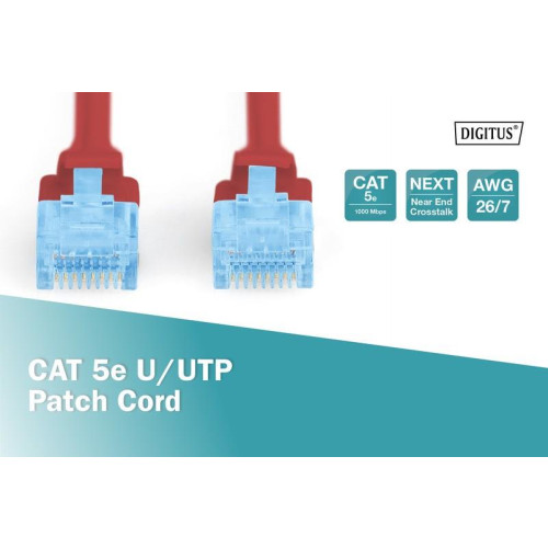 Patch cord U/UTP kat.5e PVC 3m czerwony-7804954