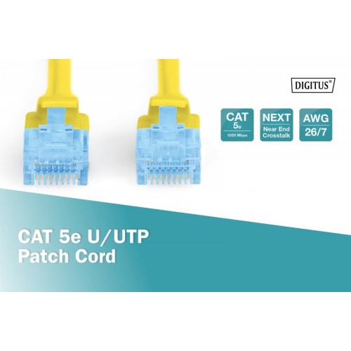 Patch cord U/UTP kat.5e PVC 5m żółty -7804999