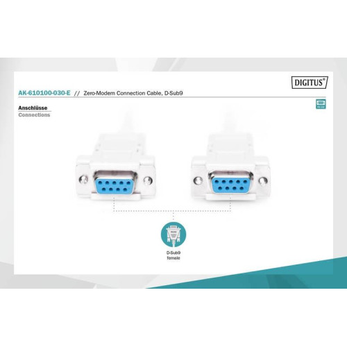 Kabel połączeniowy RS232 null-modem Typ DSUB9/DSUB9 Ż/Ż 3m szary-7805228