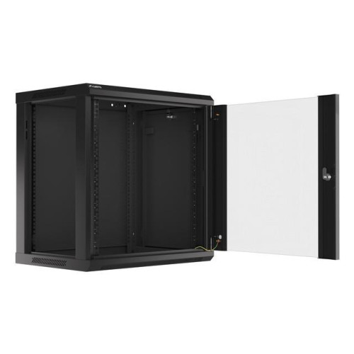 Szafa instalacyjna wisząca 19 12U 600X450mm czarna (drzwi szklane)-7805709
