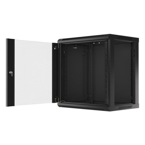 Szafa instalacyjna wisząca 19 12U 600X450mm czarna (drzwi szklane)-7805713