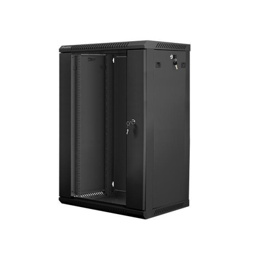 Szafa instalacyjna wisząca 19'' 18U 600X450mm czarna (drzwi szklane)-7805768