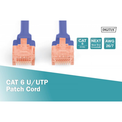 Patch cord U/UTP kat.6 PVC 0,5m Niebieski-7806006