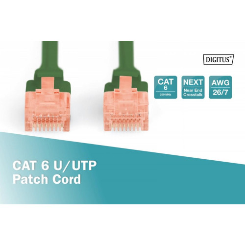 Patch cord U/UTP kat.6 PVC 1m Zielony-7806035
