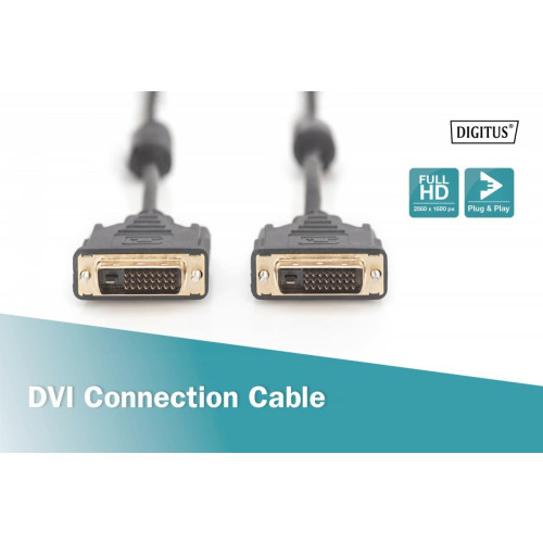 Kabel połączeniowy DVI-D DualLink WQXGA 30Hz HD Typ DVI-D (24+1)/DVI-D (24+1) M/M 10m czarny-7806292