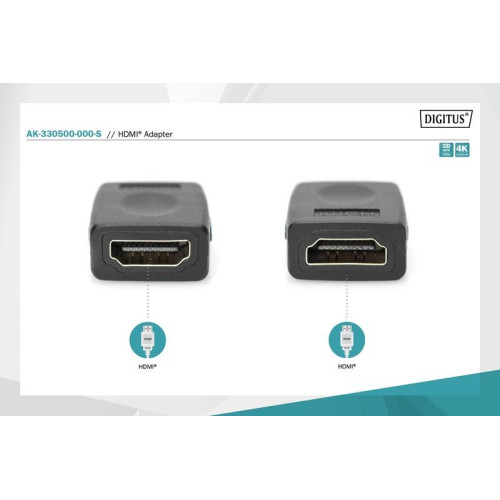 Adapter HDMI HighSpeed z Ethernetem 4K 60Hz UHD Typ HDMI A/HDMI A Ż/Ż czarny-7806306