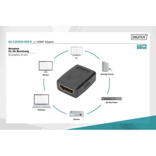 Adapter HDMI HighSpeed z Ethernetem 4K 60Hz UHD Typ HDMI A/HDMI A Ż/Ż czarny-7806307
