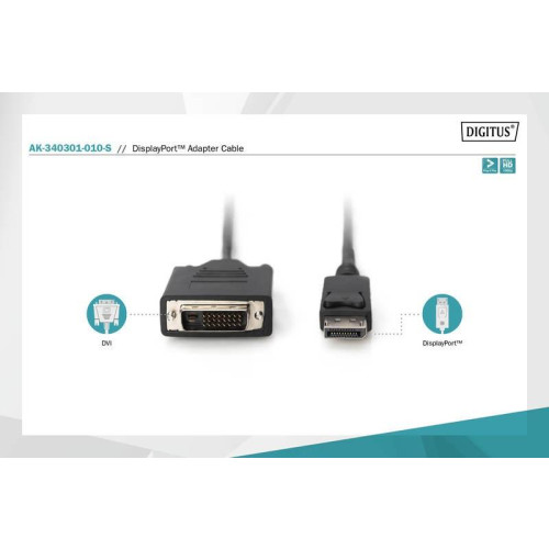 Kabel adapter Displayport z zatrzaskiem 1080p 60Hz FHD Typ DP/DVI-D (24+1) M/M 1m czarny-7806347