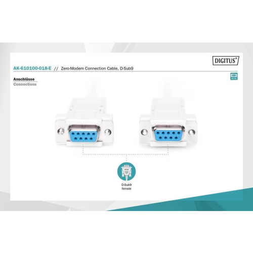 Kabel połączeniowy RS232 null-modem Typ DSUB9/DSUB9 Ż/Ż 1,8m Szary-7806400