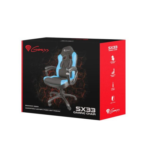 Fotel dla graczy GENESIS SX33 Czarny/Niebieski-7807229