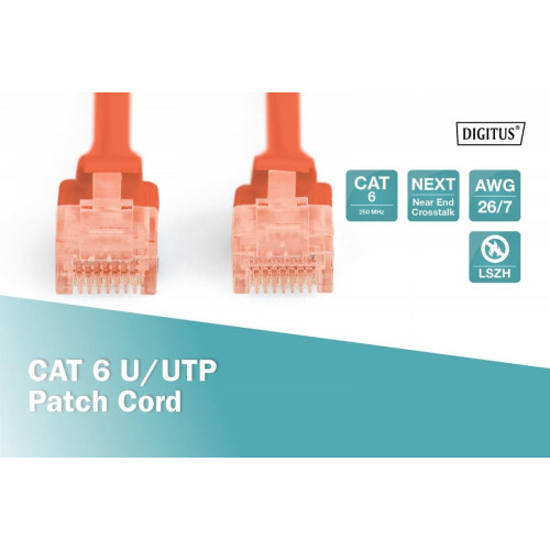 Patch cord nieekranowany U/UTP Kat.6 AWG 26/7 miedź LSOH 2,0m Czerwony-7807469