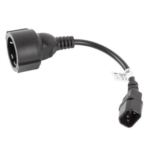Przedłużacz kabla zasilającego IEC 320 C14 - Schuko 20cm czarny-7809170