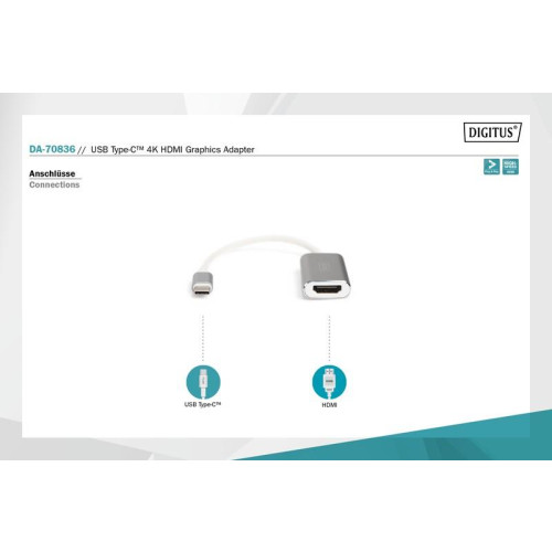 Adapter graficzny HDMI 4K 30Hz UHD na USB 3.0 Typ C, z audio, aluminiowy-7810801