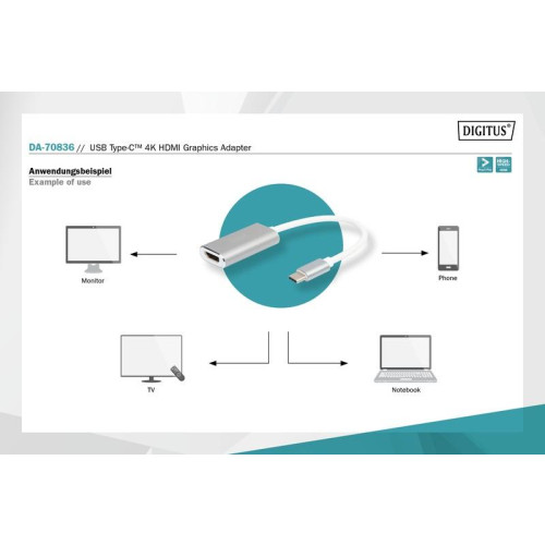 Adapter graficzny HDMI 4K 30Hz UHD na USB 3.0 Typ C, z audio, aluminiowy-7810802