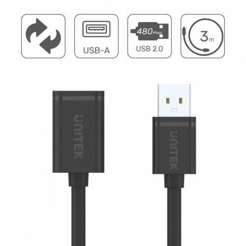 Przedłużacz USB 2.0 AM-AF, 0.5m; Y-C447GBK -7811034