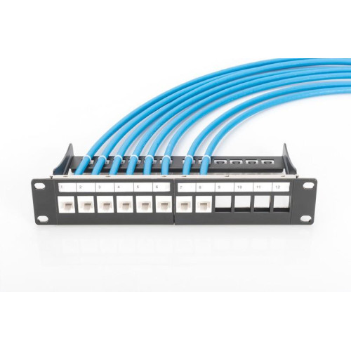 Patch panel 10, 12 port Keystone, pusty, Czarny-7811062