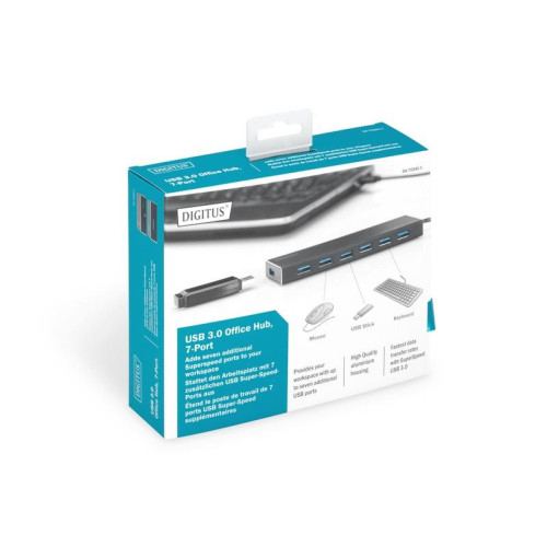 HUB/Koncentrator 7-portowy USB 3.0 SuperSpeed, aktywny, aluminium-7811156