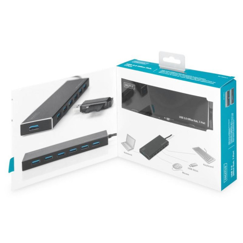 HUB/Koncentrator 7-portowy USB 3.0 SuperSpeed, aktywny, aluminium-7811157