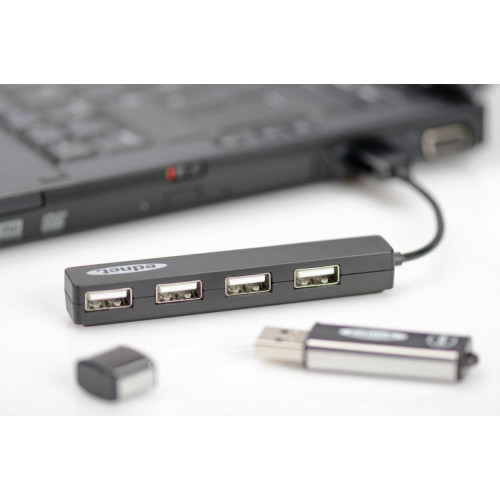 HUB/Koncentrator 4-portowy USB 2.0 HighSpeed, Czarny -7811366