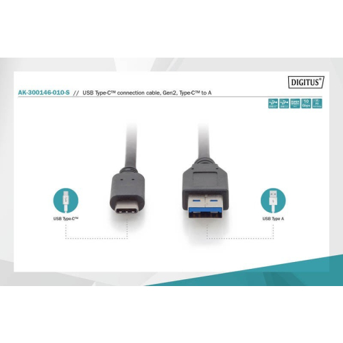 Kabel połączeniowy USB 3.1 Gen.2 SuperSpeed+ 10Gbps Typ USB C/USB A M/M, Power Delivery 1m Czarny-7811910