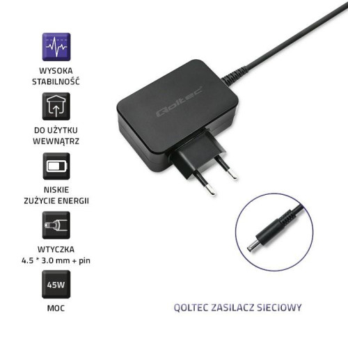Zasilacz do laptopów Dell | 45W | 19.5V | 2.31A | 4.5*3.0+pin -7812180